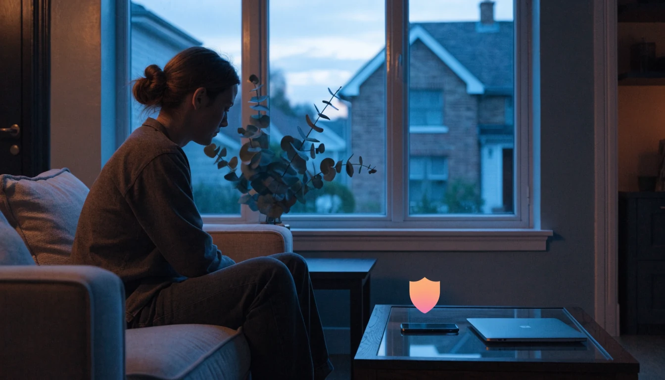 Calm Australian living room scene symbolizing safe and responsible online gaming choices